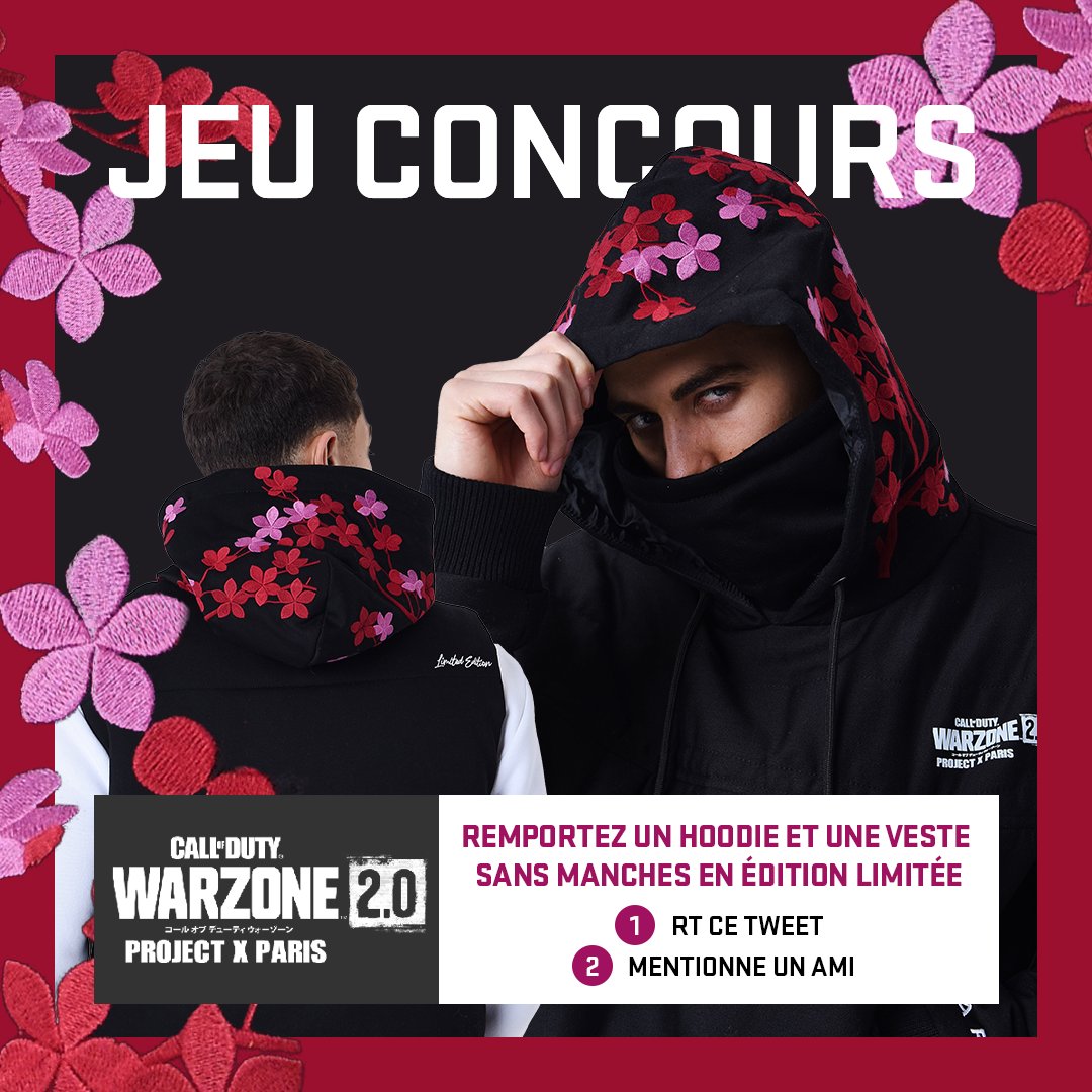 CallofDutyFR's tweet image. Pour fêter notre collab avec @Project_X_Paris, nous offrons un hoodie et une veste en édition limitée à 5 heureux gagnants et à leurs partenaires d'escouade !

Pour participer :
1️⃣ RT ce tweet
2️⃣ Tag un ami

Bonne chance! 🌸
T&amp;amp;C : bit.ly/3nyw6Yj