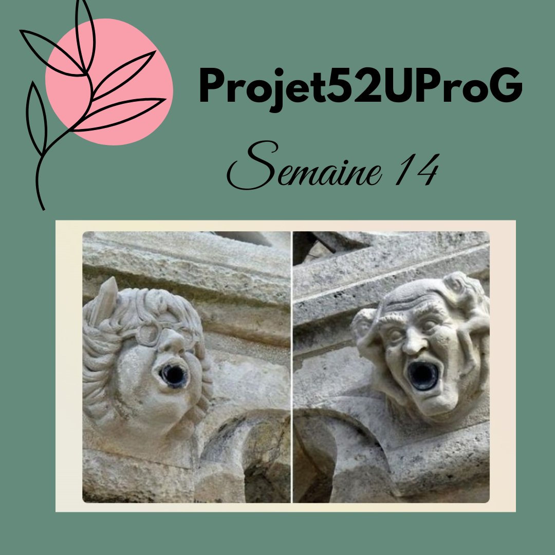 #projet52uprog - semaine 14: une #gargouille
Voici les gargouilles qui ont récemment fait leur apparition sur la Tour de la Lanterne à #LaRochelle.
Il s'agit de caricatures de #Cabu et Georges #Wolinski, victimes de l'attentat contre #CharlieHebdo.

Source: France3 Aquitaine