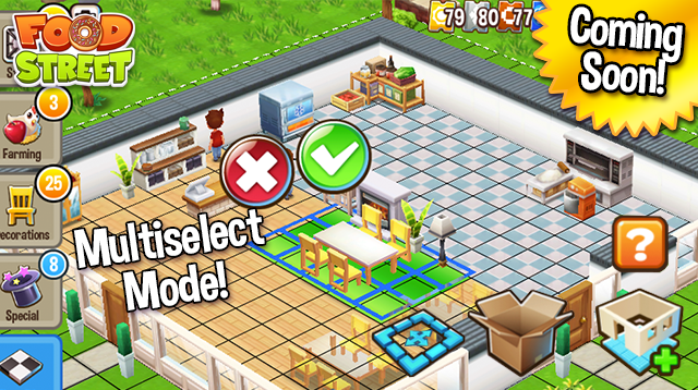 PlayFoodStreet's tweet photo. Arriving soon - a new addition to the Build Mode in Food Street - The Multiselect tool will allow you to select and move multiple items at the same time - Decorating your restaurant has never been easier! https://t.co/VqG4zpKtRY
