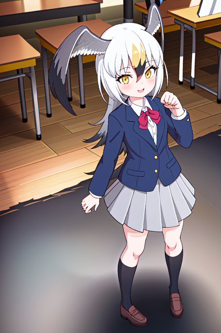 AI描きプログラムでウミネコの制服姿を作り直しました🏫🐦

#けものフレンズ
#stablediffusion 
#AIイラスト #AIart 