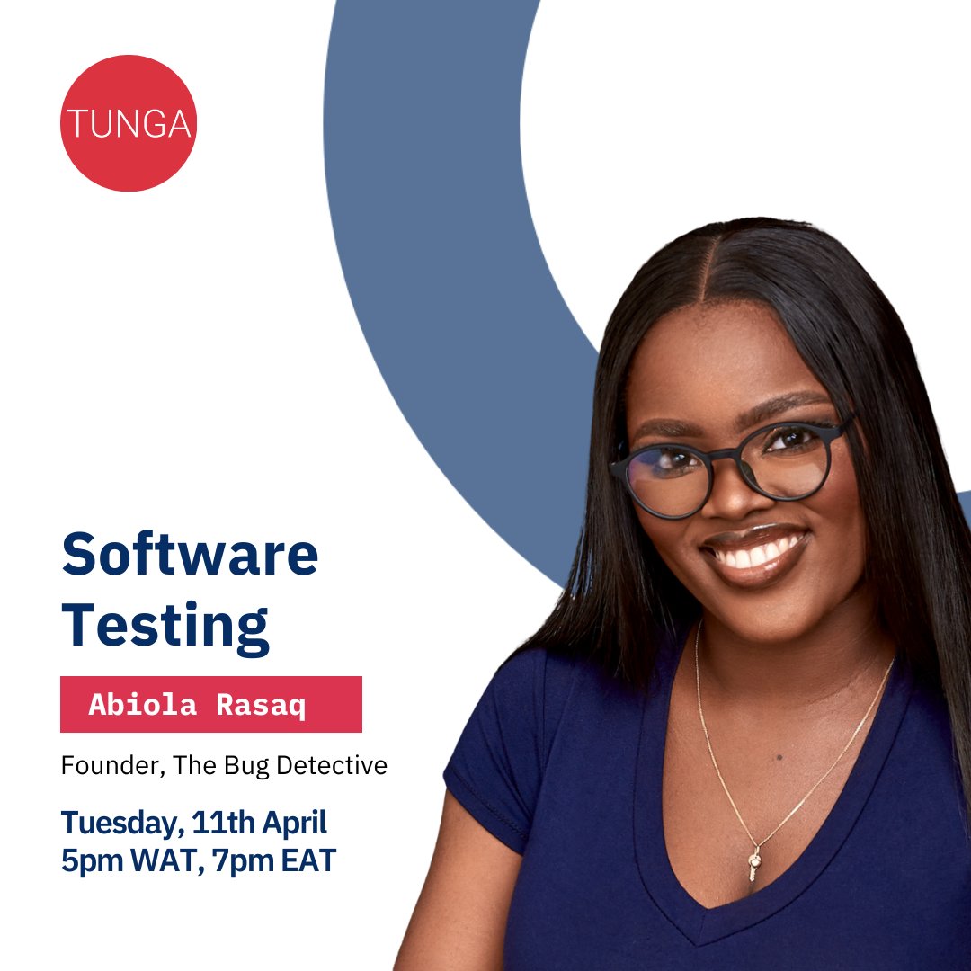 tunga_io's tweet photo. Join us for another exciting session of our #AskTheExpert series. Our guest speaker, @abiolarasaq_ is a Software QA and Testing expert and will be discussing everything Software Testing with us. Register here: https://t.co/jL0s45VPZV
#softwaretesting #webinars #jointunga https://t.co/N03cLW13N2