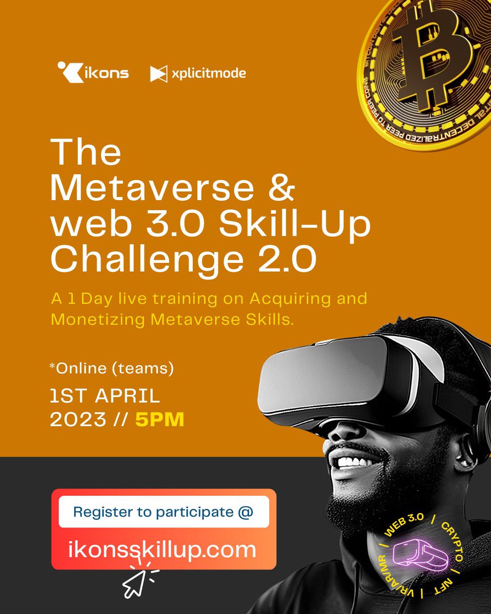 IkonsSystemsltd's tweet photo. Attention all tech-lovers!

Join us this weekend for our Metaverse Training!
You'll learn about the most cutting-edge technologies in
Web 3.0, Crypto, AR, and VR

Sign up now on https://t.co/omOHaMH2vr
Coming up on:
- April 1st, 2023,
- from 5-6:30 pm
- on Microsoft Teams https://t.co/dmkPak7Rsk