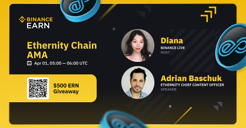 binance's tweet photo. Join us for an Ethernity AMA with Nick Rose Ntertas, Founder &amp; CEO of @EthernityChain!

🗓️ April 1, 2023.
⏰ 05:00 UTC.

Set a reminder ⤵️