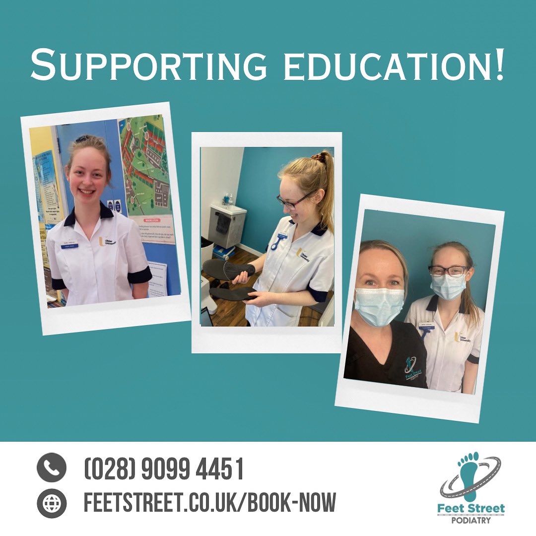At Feet Street Podiatry we ❤️ supporting students - the #futureofpodiatry ! 
We are thrilled to have Shelley (3rd year <a href="/ulsteruni/">Ulster University</a> <a href="/UlsterUniLHS/">Life & Health Sciences</a> student) visiting &amp; assisting in clinic 🤓👣📚
#podiatry #ulsteruniversity #podiatrystudent