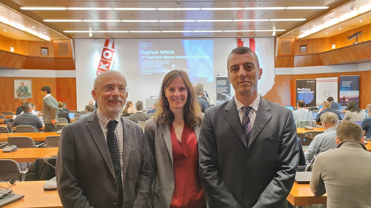 eusatcen's tweet photo. SatCen participated in the 1st EDA CapTech Space meeting in Vienna to build a solid R&amp;T roadmap for Space Defence. Our delegation of Andrea Patrono, @sergio_albani &amp; Paula Saameño joined 100+ attendees from the EU space sector &amp; highlighted the EDA-SatCen roadmap for cooperation https://t.co/zu0FEsCwg7