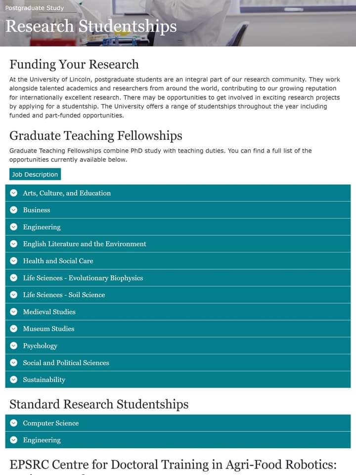 Opportunities Knock👇 Fully funded PhD Research Studentships in various departments at the University of Lincoln, England. Detail: lincoln.ac.uk/studywithus/po…