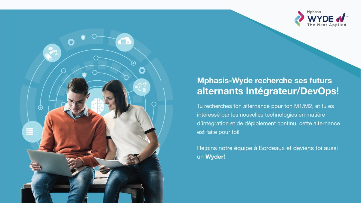 wydecorp's tweet photo. Mphasis-Wyde recherche ses futurs alternants Intégrateurs/DevOps à Bordeaux.
Tu es intéressé par les nouvelles technologies dans le domaine de l'intégration et du déploiement continu, rejoins-nous! https://t.co/MmZiYy40CX

#DevOps #Talent #MphasisWyde #StayAhead https://t.co/JPuPGzgfjS
