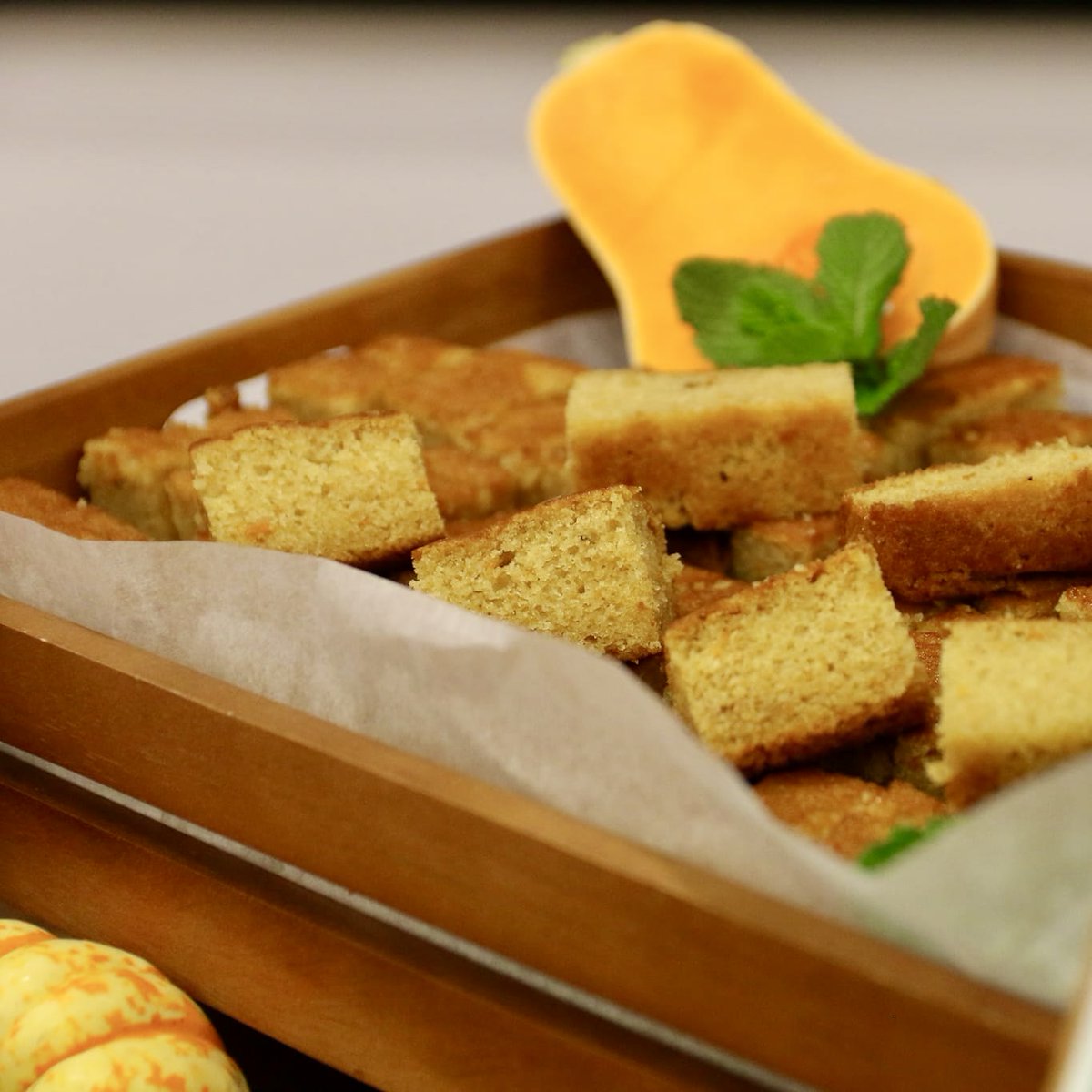 Our team are always putting their skills to the test. Take a look at these beautiful mini cheesecake pots with edible flowers, vibrant salad and butternut squash cakes!