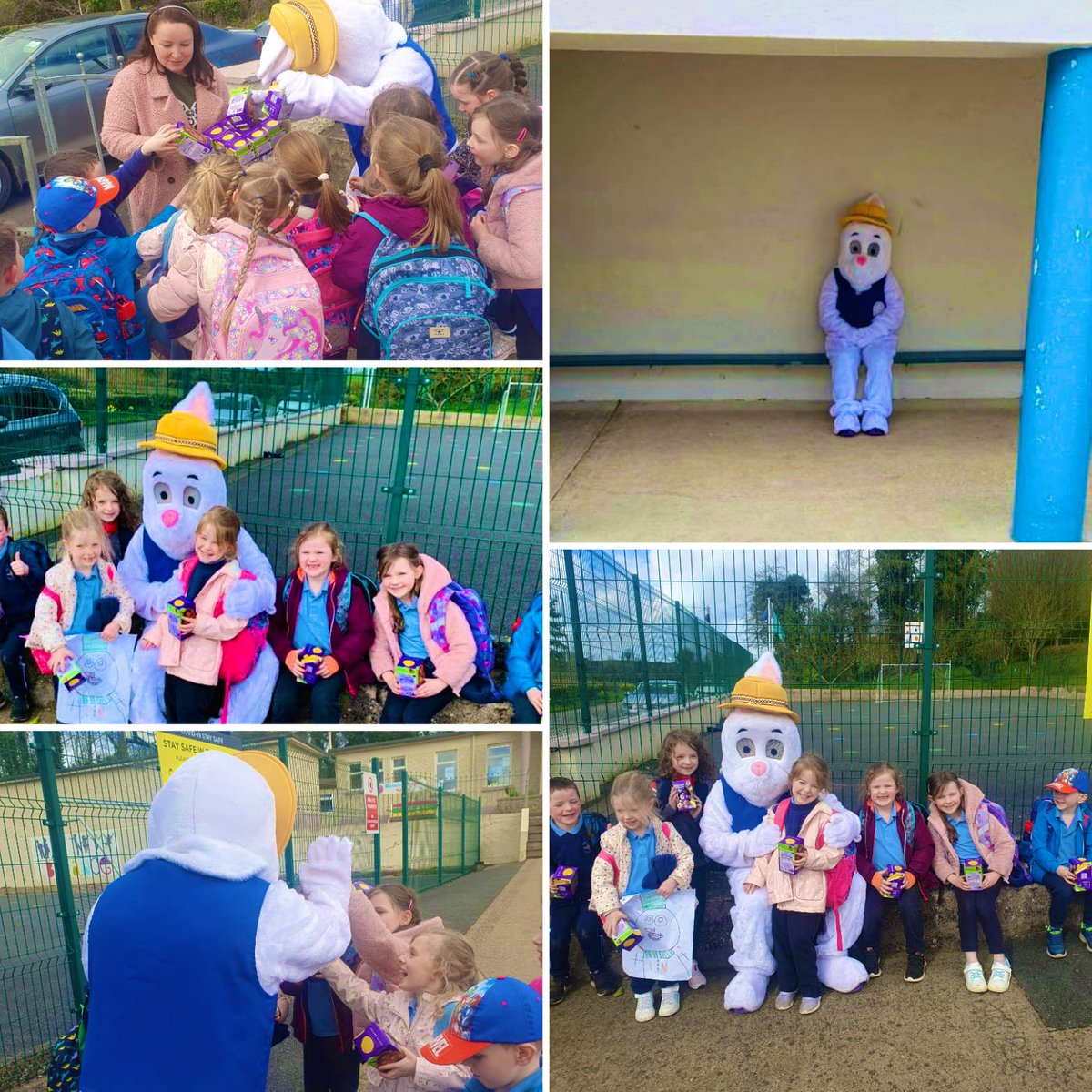 scoilbhrideNS's tweet photo. It can be confirmed that the Easter Bunny was definitely in the building yesterday &amp; at the school gate!🐰DID not expect him to hop by again this am!Thank your Easter Bunny for ‘Helping our minds to SMILE!’ 💛💛 @PDST_Hwellbeing @HSEschoolsteam #wellbeing #memories #friendship https://t.co/vtkxuIrXb9