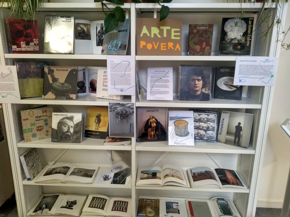 Take a look at our new library display featuring the Italian artists of the radical Arte Povera group #ArtePovera #ItalianArt 
#wearenua #norwichuniarts