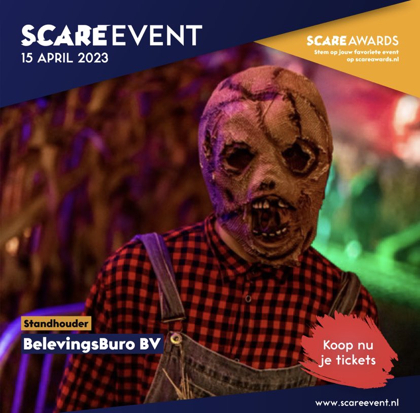 ScareEvent's tweet photo. Onze volgende standhouder op de Scare Markt is BelevingsBuro BV. BelevingsBuro focust zich op het adviseren, integreren en uitwerken van imagineren bij attracties, themaparken of andere Leisure locaties. Zij leggen nadruk op de 100% beleving voor de gast en denken graag 1/2 https://t.co/8g3IAFeste