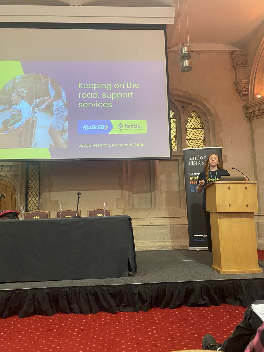 <a href="/fettlebike/">fettle.</a> founder Jeyda proposing 7 pillars, service network (<a href="/kwikfit/">KwikFit</a> provide this), skilled mechanics, technology to alert a problem, MOT equivalent, access to parts, data records (feed to industry), right to repair (manufacturers and repairers work together) #cargobikesummit