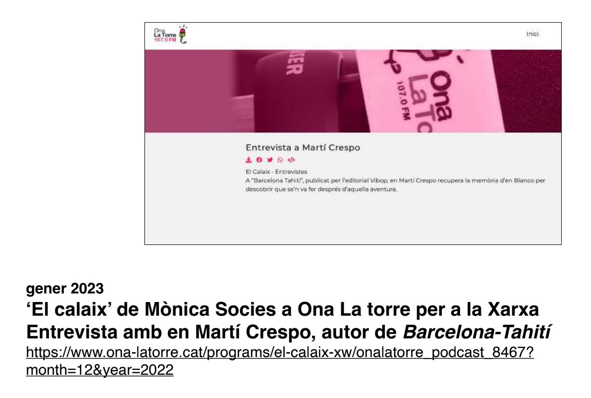 marticres's tweet image. 🎙️ La @brisa0709 em va entrevistar fa algunes setmanes (mesos, de fet) per a @OnaLaTorre i @laxarxa per parlar de l'estimat #EnricBlanco i les dues grans gestes de l'#Evalú ⛵️

Podeu escoltar el tall aquí ⤵️

ona-latorre.cat/programs/el-ca…