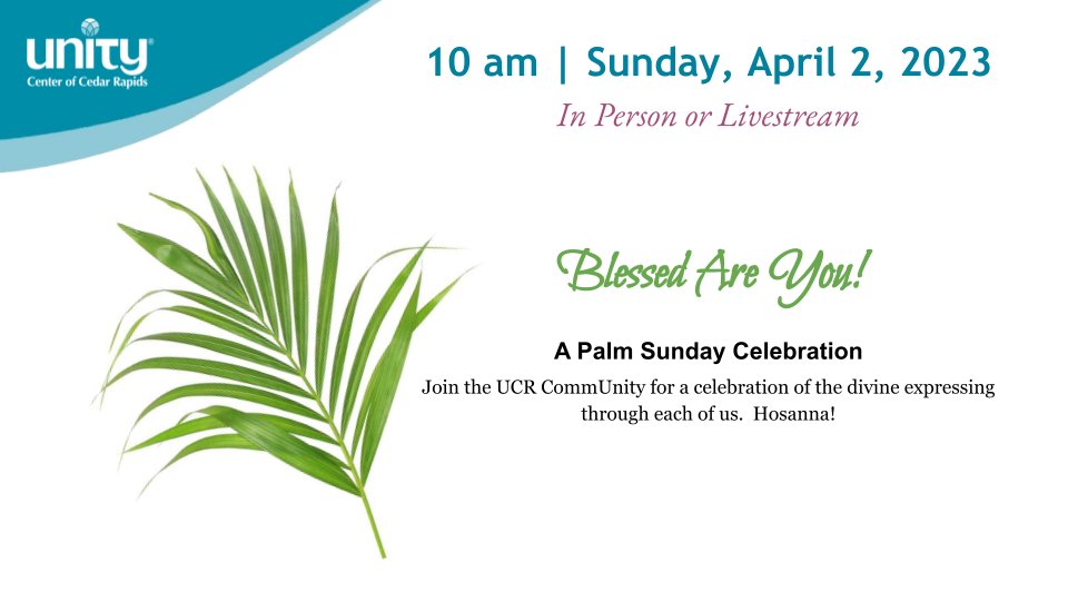 UnityofCR's tweet image. Blessed Are You is Rev. Debra's topic on Sunday, April 2, 2023 - mailchi.mp/unitycr/let-it… #spiritual #PositivePath #OnlineChurch #NewThought