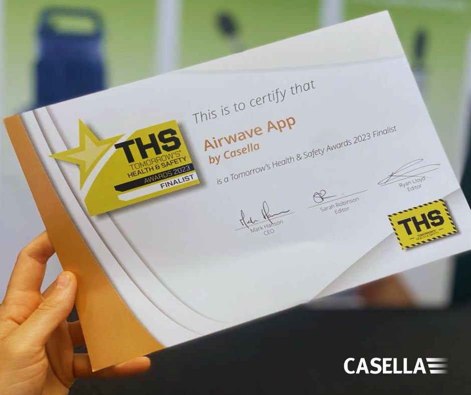 We are delighted to share that once again Casella is a finalist for the THS Tomorrows Health &amp; Safety Awards 2023. Our highly intuitive Airwave App has received a nomination this year and we couldn't be prouder!  

#THS #awarenominee #healthandsafety