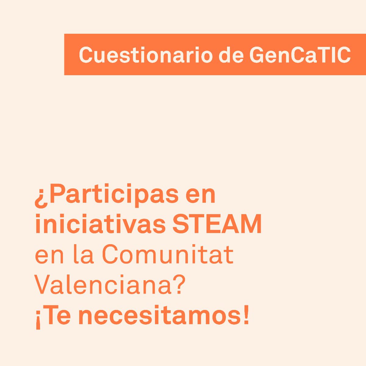 🗣️ ¿Participas en iniciativas #STEAM en el ámbito de la CV? ¡Te necesitamos! 
👉 Cuestionario de la <a href="/gencaticUV/">GenCaTIC UV</a> para conocer las iniciativas que actúan en el ámbito de la Comunitat Valenciana para fomentar las vocaciones STEAM: docs.google.com/forms/d/e/1FAI…
@GVAinnova <a href="/Girls4STEMVLC/">Girls4STEM</a>