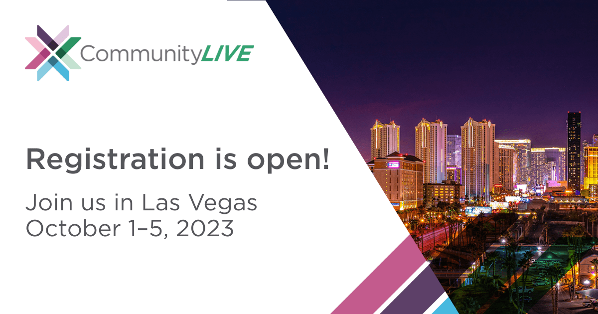 Registration for #CommunityLIVE 2023 is officially open! ✨

This annual user event features the latest in product and solution enhancements, innovative customer stories and valuable insights from industry experts. 🎤👏

Join us for an epic week: 
communitylive.com/en?utm_source=…