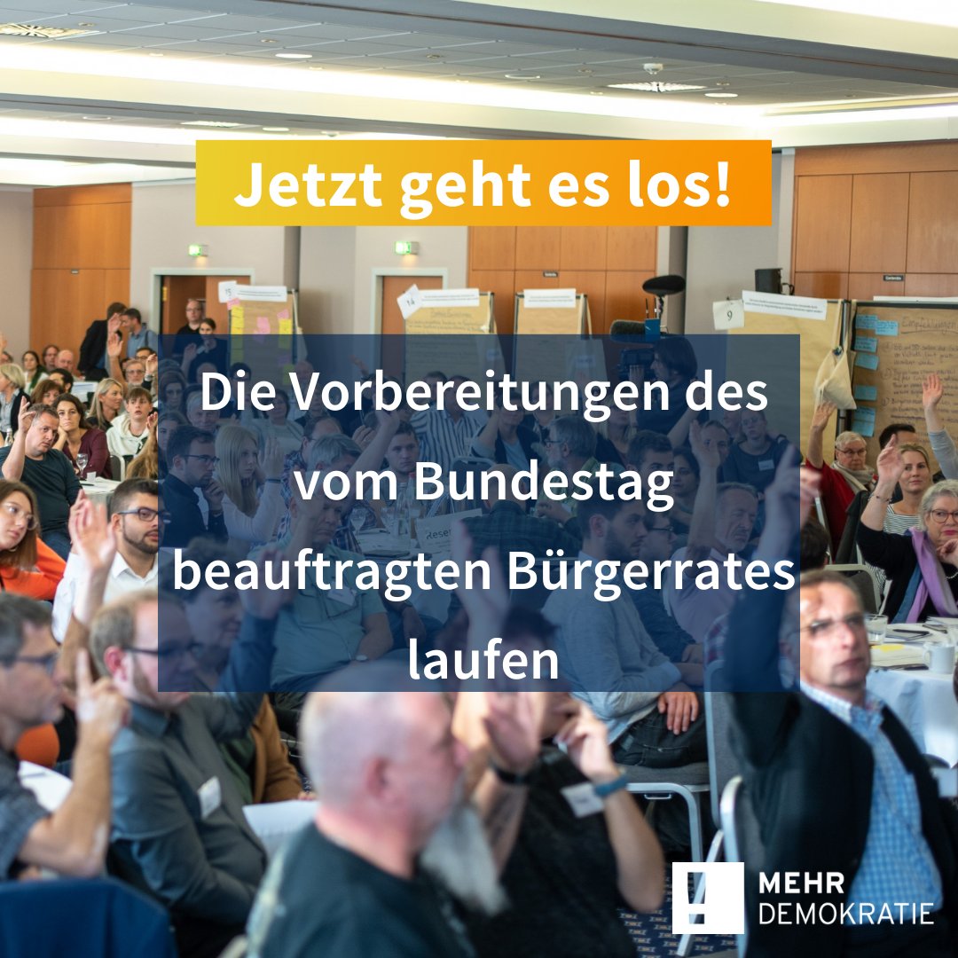 Tolle Neuigkeiten! Mehr Demokratie hat zusammen mit <a href="/ifok_de/">ifok GmbH</a>, IPG und @nexus_Institut den Zuschlag für die Durchführung der vom #Bundestag beauftragen #Bürgerräte bekommen! 🤩 Wir freuen uns sehr und sind gespannt auf die kommende Zeit!
Die Hintergründe: buergerrat.de/aktuelles/vorb…