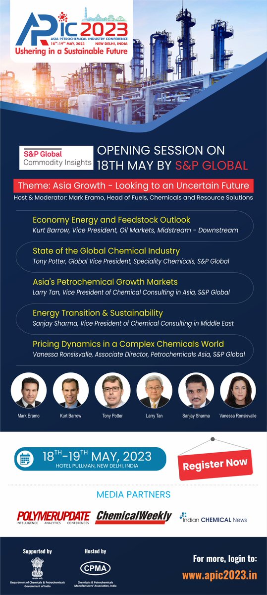 Apic2023's tweet photo. APIC 2023
Day 1 - Opening Session 
S&amp;P Global Commodity Insights

#apic2023 #india #delhi #petrochemicalindustry https://t.co/6feL9db94j