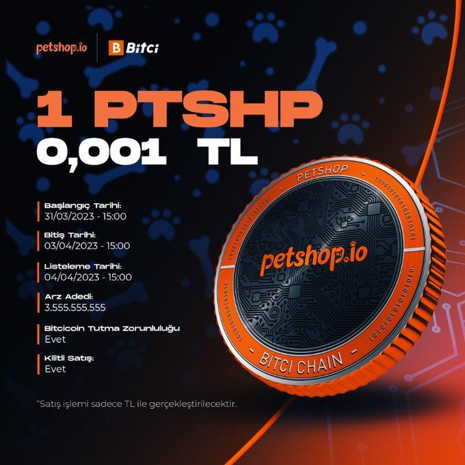 Bitcinin yeni ön satış projesi $PTSHP için son 2 saat! 

Bugün 15:00'da gerçekleşecek olan petshop.io projesinin ön satışına, hesabınızda Bitci bulundurarak katılabilirsiniz.

Henüz <a href="/bitcicomtr/">Sagopa Kajmer</a> 'e kayıt olmadıysanız👇
Kayıt Linki: bitci.com.tr/account/regist…