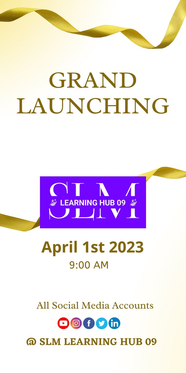 Grand Launching Our All Social Media Accounts

🥳 SLM LEARNING HUB 09
 #MotivationVideos #InspirationVideos #SuccessfulPeopleStories #PositiveAttitudeVideos
#LeadershipVideos
#TimeManagementVideo
 #studytips #dailymotivation #inspiringvideo
#slmgroups #slmlearninghub09 #slmshorts