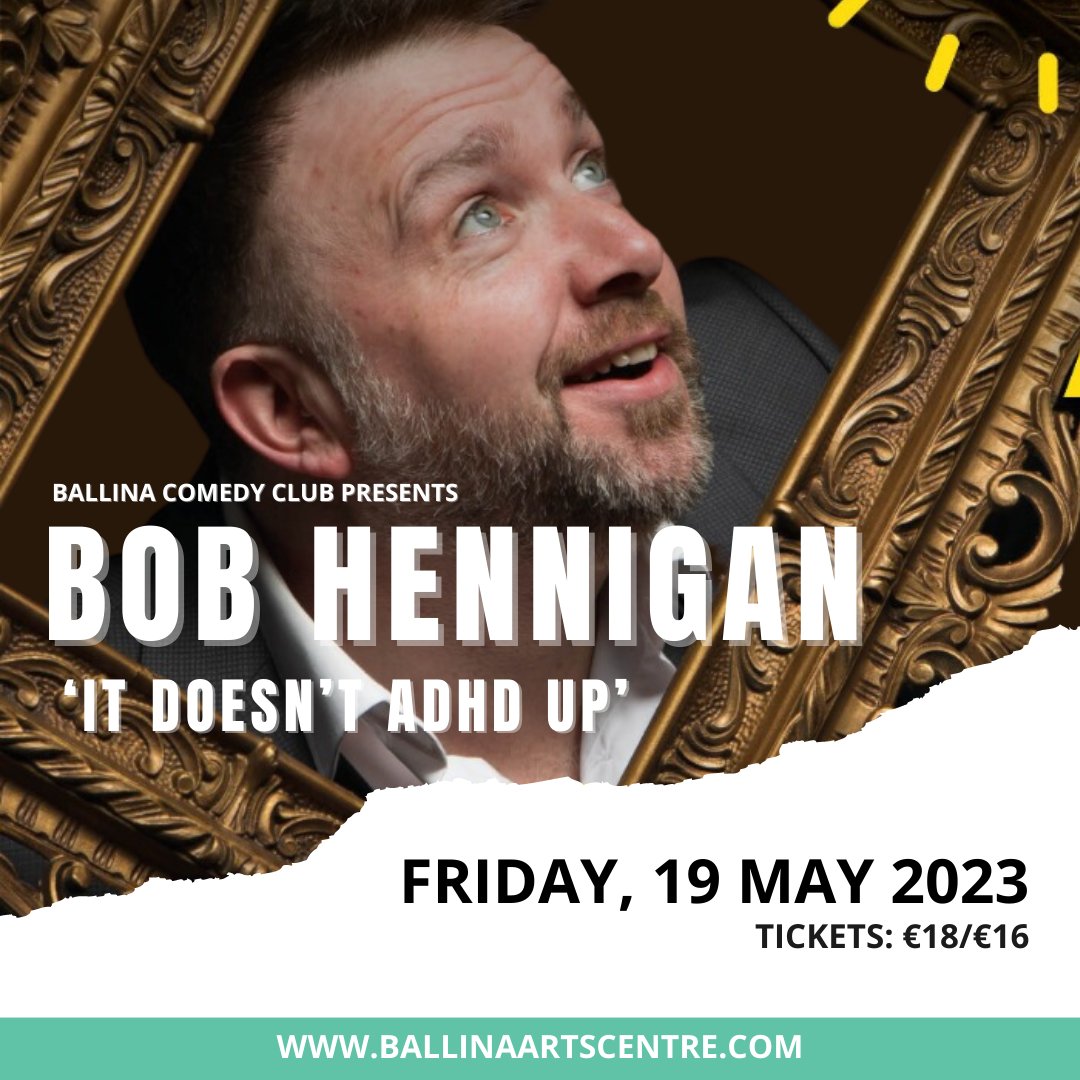 Tickets are available for Friday, 19th May. Bob has opened up about his diagnosis. Now he has written a hilarious comedy show on the subject. 

Book your tickets here: ballinaartscentre.ticketsolve.com/ticketbooth/sh…

#BallinaArtsCentre #BoboHennigan #TommyMarrenShow #IrishComedy #Comedian #Mayo