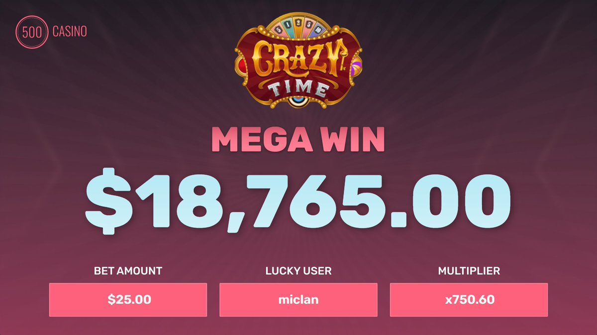500Casino's tweet photo. 🚨 MEGA WIN 🚨

One of our users hit this huge win while playing Crazy Time 🤯
Congratulations and enjoy your money!

GIVEAWAY: What's your favorite Live Game? Don't forget to comment your 500 ID! https://t.co/m9iWuMO2cW