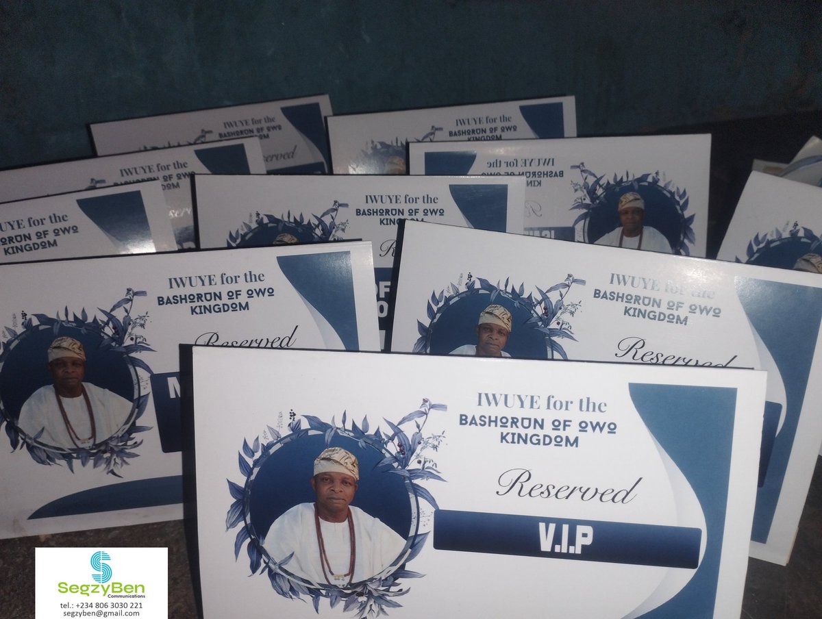 SegzyBen's tweet image. We prints Table Tags for all kinds of Events.
The #TableTags is very important to organise your events, so that your guest can seat accordingly.
Prints all your table tags as low as N300 each.
Call +WhatsApp +2348063030221.
#AkurePrints #Akure #Printsmedia