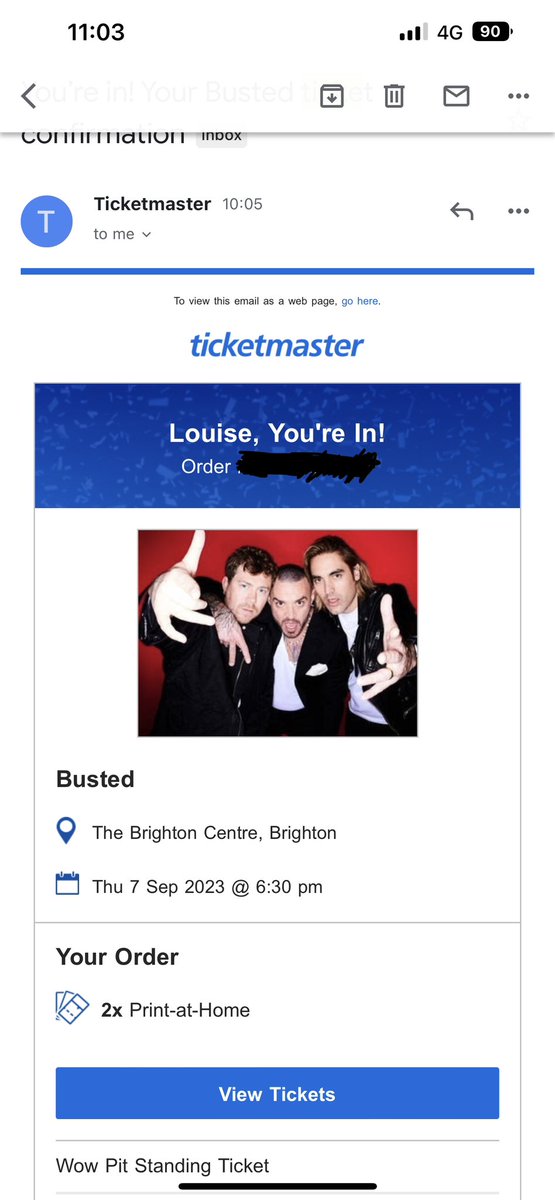 LouiseBurse's tweet photo. All those years spent dancing around my bedroom to your music when I was growing up and now I can finally rock out in Brighton with you 💗 @mattjwillis @CharlieSimpson @JamesBourne @Busted https://t.co/pz8EwprAL7