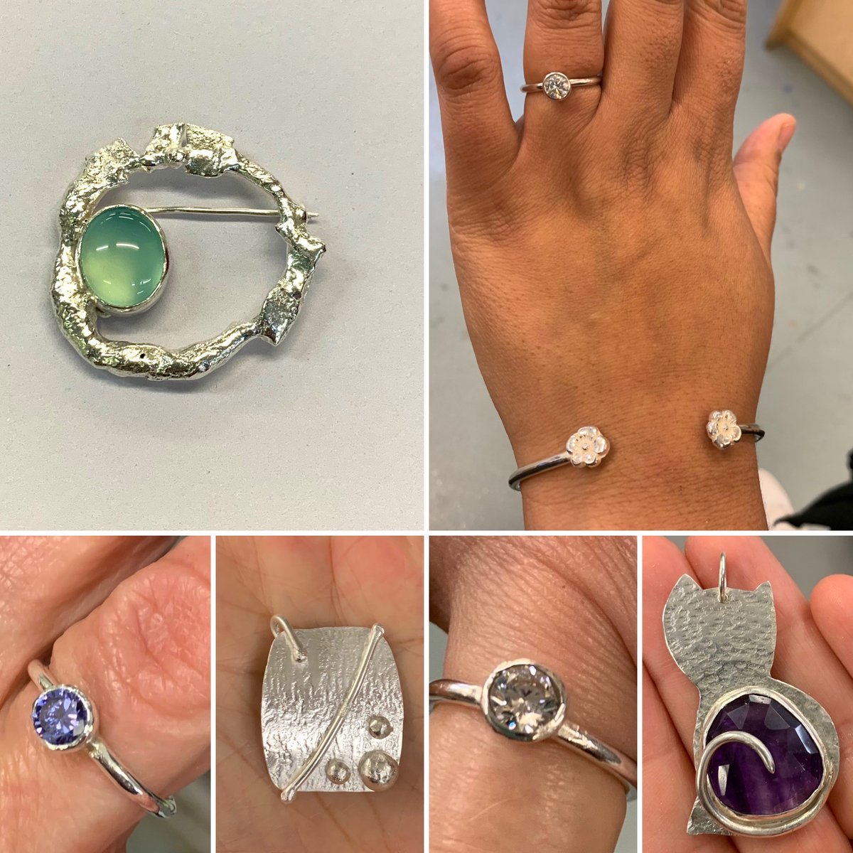 Some of the silver jewellery made in our community arts course at Maiden Erlegh School Reading,  Few places available on Tuesday evenings to book tel 0118 926 2467 mescommunityarts@maidenerleghtrust.org