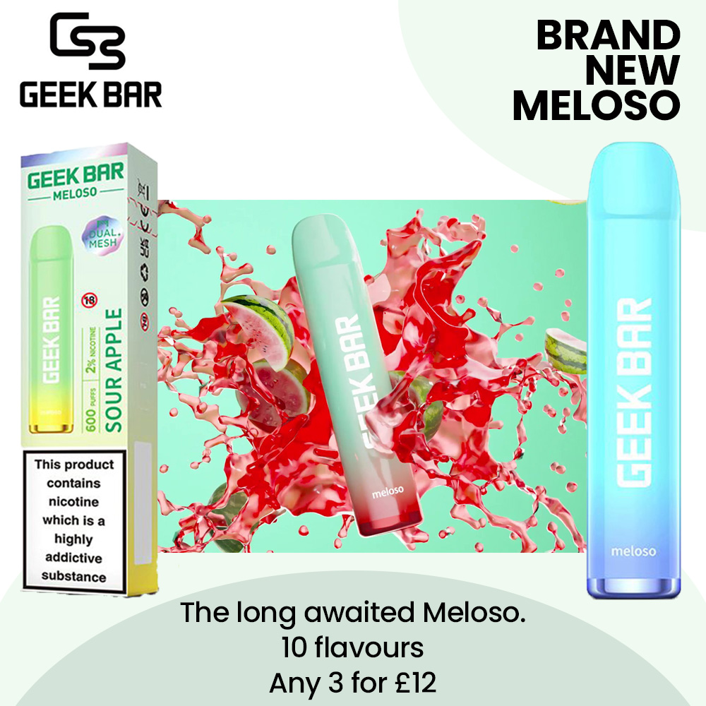 The high quality Geek Bar Meloso disposable vapes are an exciting new range now in stock.  

Why not try some in our 3 for £12 deal 

vapourcore.com/collections/ge…

The Meloso features much improved airflow and a double mesh coil for a smooth and flavour packed vape.