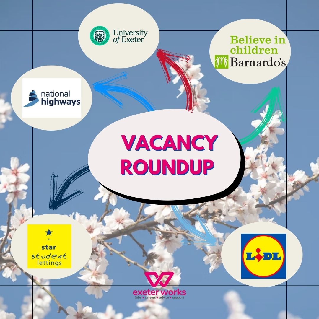Each week, we post a Vacancy Roundup of the latest roles advertised in #Exeter and the surrounding area.

For roles in and around the #Exeter area - go to FB / IG for more 📲

#ExeterWorks #VacancyRoundup #ExeterWorksTogether #ExeterJobs #jobs #Devon #devonjobs