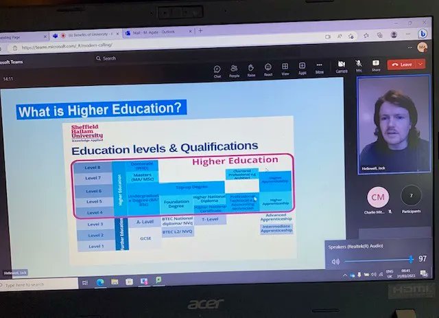 doncaster_utc's tweet image. This morning our Y12 students have had a talk with one of our Alumni, Charlie Mitchell and SHU ambassador Jack Helliwell. They discussed the pros and cons of University life and looked at "Why to choose University" after Y13. #careers #thinkutc