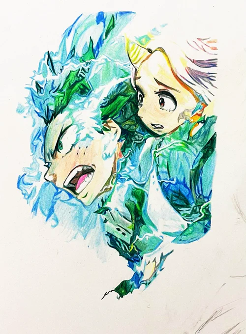 少ししか進みませんでした#ヒロアカ#デク#ワンフォーオールフルカウル#アニメ#色鉛筆#模写 