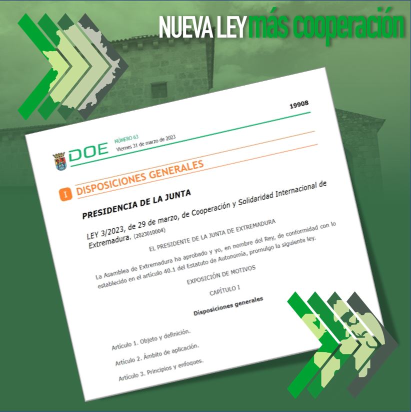 🟩⬜️⬛️ La nueva Ley de Cooperación y Solidaridad Internacional de #Extremadura ya está publicada en el DOE. 

ℹ️Consúltala aquí: bit.ly/3M4yKPs
#nuevaleymascooperacion

@IgualdadJuntaEx <a href="/Junta_Ex/">Junta de Extremadura</a>  #nuevaleycooperacion #cooperacioninternacional #CooperacionExtremeña