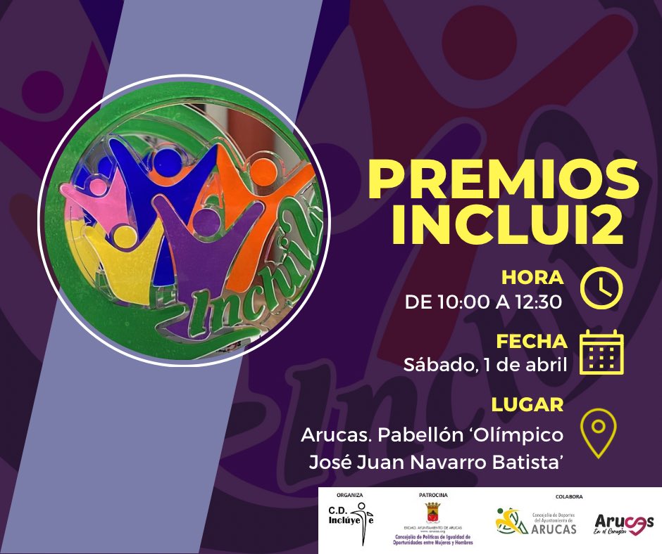 CDIncluyete's tweet photo. 🏅Con #Inclui2 llega la primera edición de nuestros premios con los que reconoceremos el compromiso y la labor de cuatro mujeres del municipio. Agradeciendo así el fomento del deporte igualitario, por incluirse y contribuir con el deporte adaptado.
Mañana será un gran día 😃 https://t.co/qVwMgjIcqz