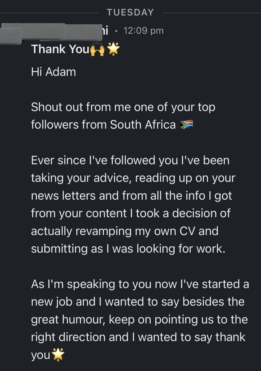 Adam_Karpiak's tweet image. I know people dunk on LinkedIn but my content helped a stranger in South Africa find a new job. Wild.