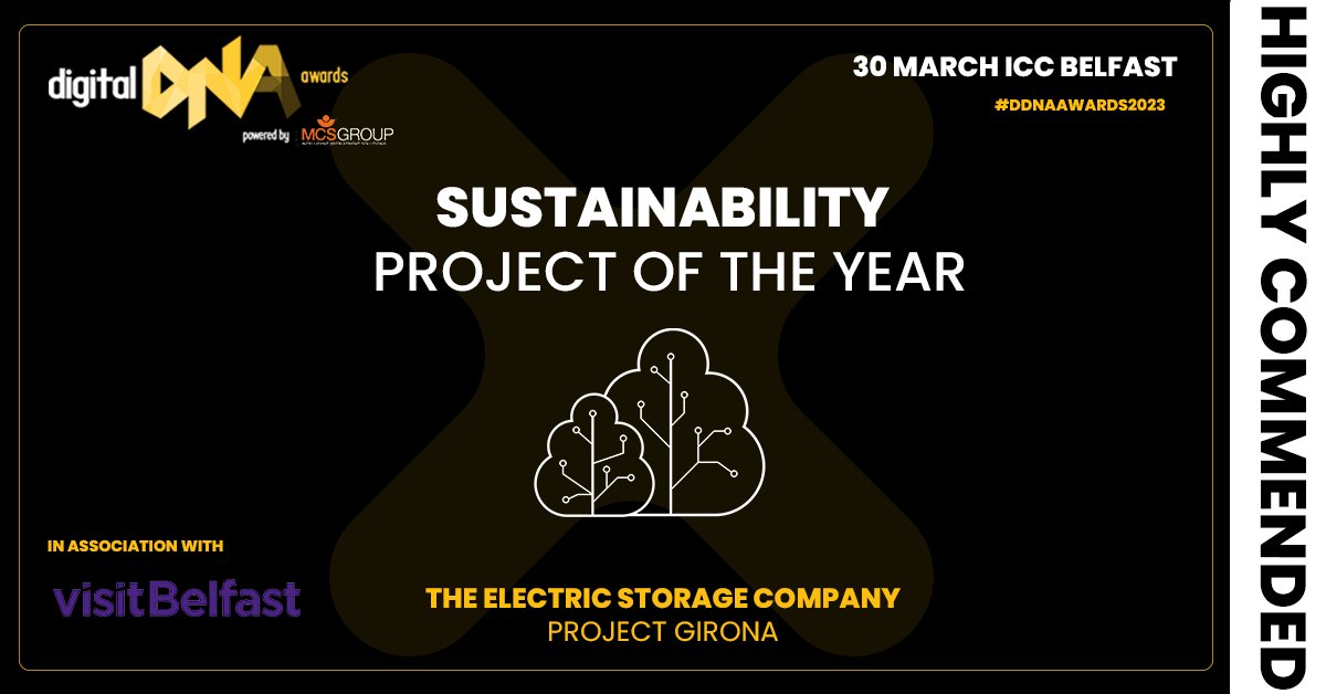 The Electric Storage Company (@theestorageco) on Twitter photo We are thrilled to have been recognised as highly commended in the Sustainability Project of the Year Award for <a href="/GironaEnergy/">Girona Energy</a> at this year's <a href="/DigitalDNAHQ/">Digital DNA Belfast</a> Awards! ๐๐ฑ
We couldn't be more proud of our team! ๐๐ #sustainability #DigitalDNA #awards #greenfuture We are thrilled to have been recognised as highly commended in the Sustainability Project of the Year Award for <a href="/GironaEnergy/">Girona Energy</a> at this year's <a href="/DigitalDNAHQ/">Digital DNA Belfast</a> Awards! ๐๐ฑ
We couldn't be more proud of our team! ๐๐ #sustainability #DigitalDNA #awards #greenfuture