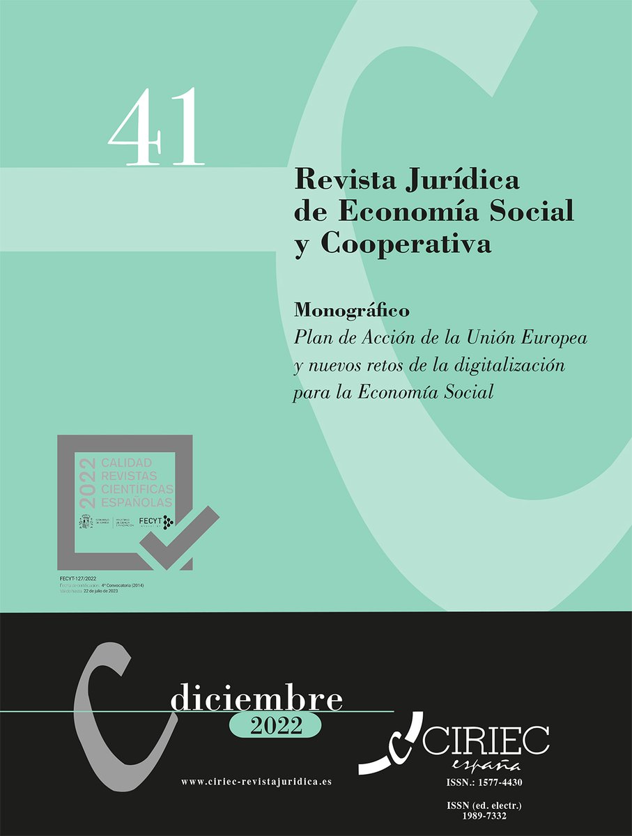 En la #SemanaUniversitariaES hemos presentado también el monográfico de nuestra Revista Jurídica dedicado a los retos de la #digitalización para la #EconomíaSocial. Un núm. muy importante que desea despertar la conciencia cooperativa sobre este tema
👉🏽ciriec-revistajuridica.es/revista/41/
