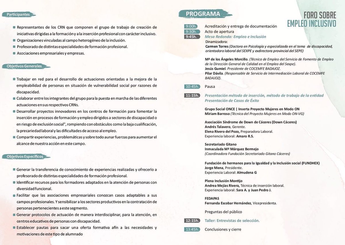 🔸Aquí os dejamos el programa del Foro sobre Empleo Inclusivo del día 12 de abril. 
🔸Formulario de inscripción: is.gd/gKLSkz

¡Os esperamos a todos en Mérida! 

#empleo #inclusion #merida #insercion