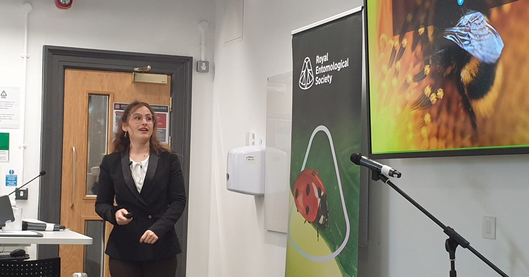Monika Yordanova at #StudentForum23 sharing her #research on #bee #pathogens across the #foraging #landscape, a fascinating talk Monika! 🐝

<a href="/Entomony/">Monika Yordanova</a> 
<a href="/vio_kaunath/">vio_kaunath 🐝🦋🐛</a> <a href="/AymanAsiri9/">Ayman Asiri</a> <a href="/af_searles/">Ava Searles</a> <a href="/imperialcollege/">Imperial College London</a> #Entomology #Education #Science #Pollinators