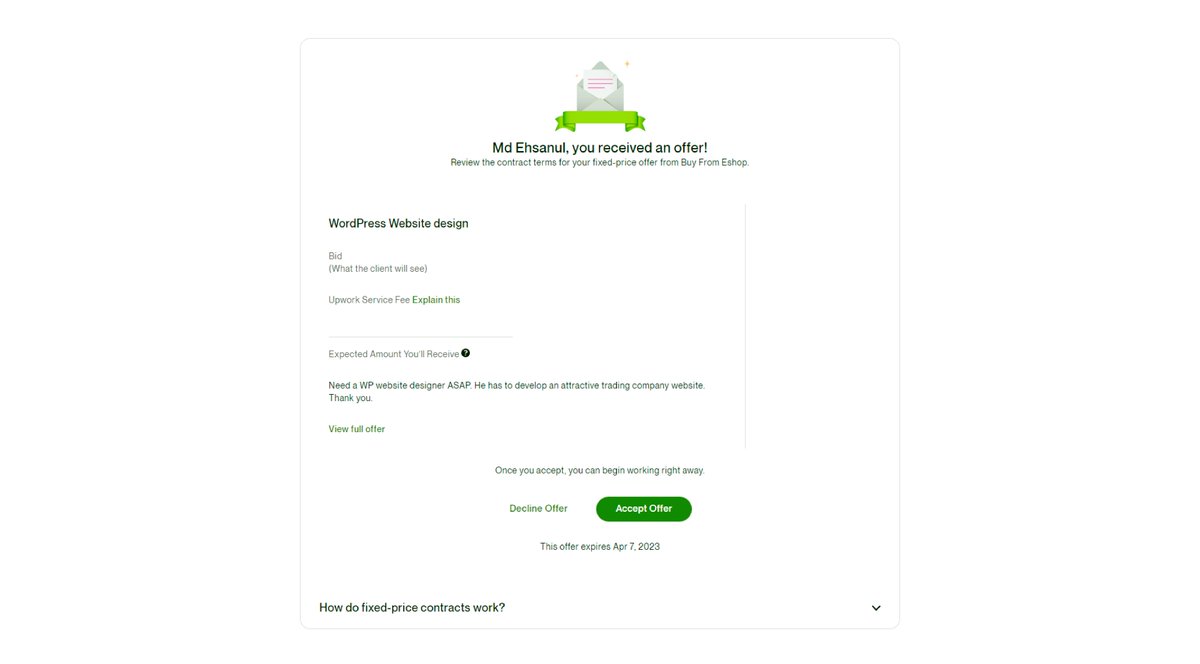 nafiulkabirbd's tweet photo. GOT AN ANOTHER OFFER ON UPWORK.

My Upwork Profile - https://t.co/4ayXNuAiuX https://t.co/EVnbkyKYT1