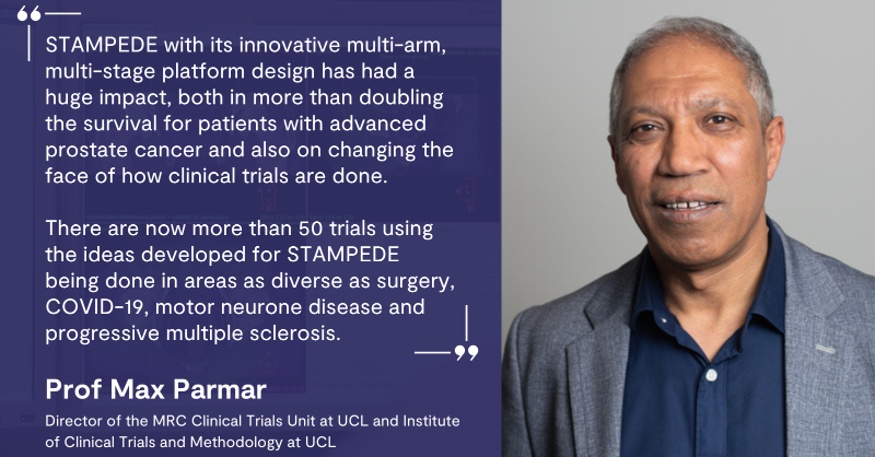 innovativectu's tweet photo. #STAMPEDE stops recruiting today after 18 years!

The trial's pioneering #MAMS design helped drive big improvements in #ProstateCancer survival that may have taken generations in a traditional trial.

Learn about #STAMPEDE’s impact from @MaxParmarMRCUCL &amp; @Prof_Nick_James.