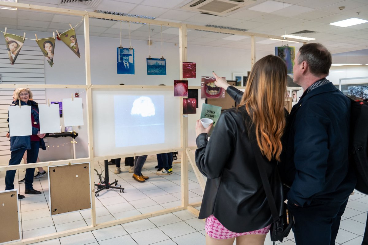 Some great photos of the launch of INTRO/SPECTIVE: An exhibition from <a href="/LeedsArtsUni/">Leeds Arts Uni</a> BA(Hons) Photography students, produced with the support of The Art House!

See INTRO/SPECTIVE in the Ridings before it closes this Sunday 2 April 📸

[ID: Three photos of the exhibition launch.]