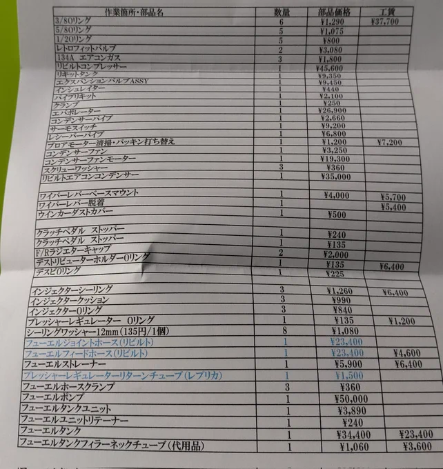 今回はこれだけやっつけました!中期的課題でパーツ欠品が危ぶまれてるパーツもいくつかあって、次回課題となりました。すごい交換したけど実物みたら30年はやはり厳しいと思った 