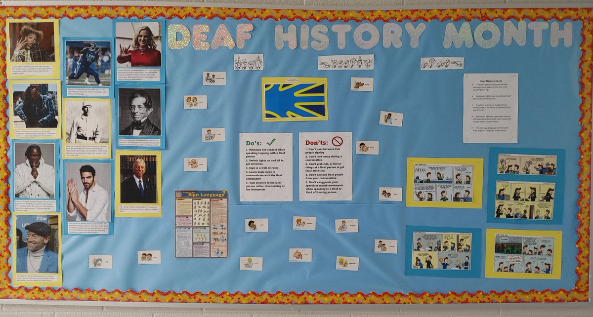 April is Deaf History Month, PaxFam! Shout out to Ms. Byers and ASL club for creating this awesome bulletin board! Take a moment to check it out. We also have many ASL resources in the library!!!! 🤟😃📖