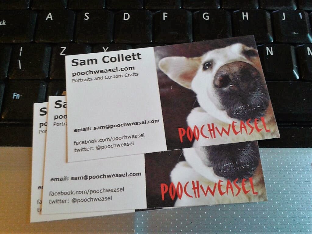 Well I never... Facebook has just informed me that it was eleven years ago today that I started Poochweasel. These were my very first business cards! #The100DayProject #100SmallThings
