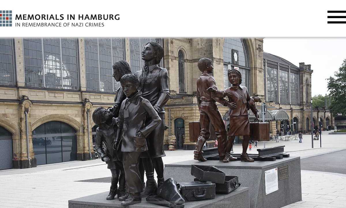 Charles arrived in #Hamburg at Dammtor station: A bronze sculpture commemorating the #Kindertransport rescue mission from Nazi Germany was erected outside the southern exit of the Dammtor railway station :  gedenkstaetten-in-hamburg.de/en/memorials/s… 

 #RoyalVisitGermany