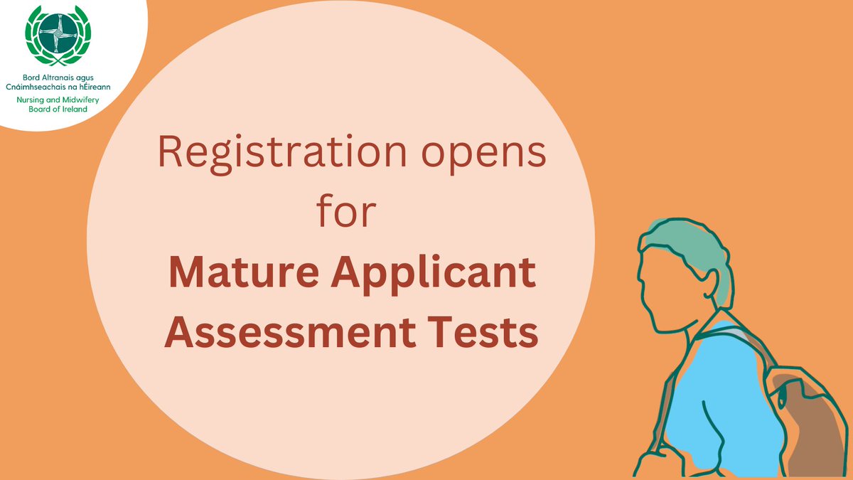Registration to sit mature applicant assessment testing for undergraduate nursing and midwifery programmes this September is now open. 

Mature applicants must register by 1pm on Monday, 24 April in order to take the assessments. 

Further information: nmbi.ie/News/News/Regi…