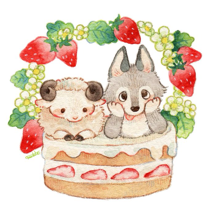 「simple background strawberry shortcake」 illustration images(Latest)｜4pages